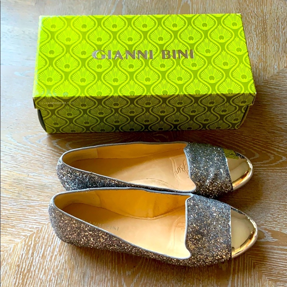 GIANNI BINI Daphney Silver Glitter Flats Shoes 8.5
